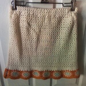 Handmade Crochet Cream and Orange Skirt